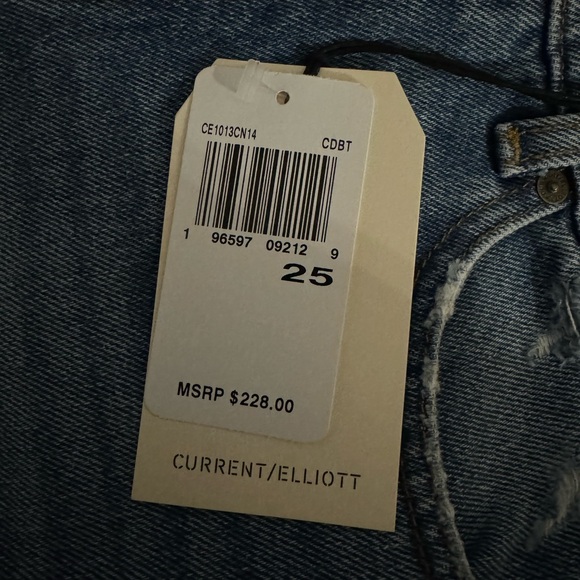 NEW Size 25 Current/Elliott High Rise Straight Leg Distressed Cloudburst Jeans - Picture 2 of 6